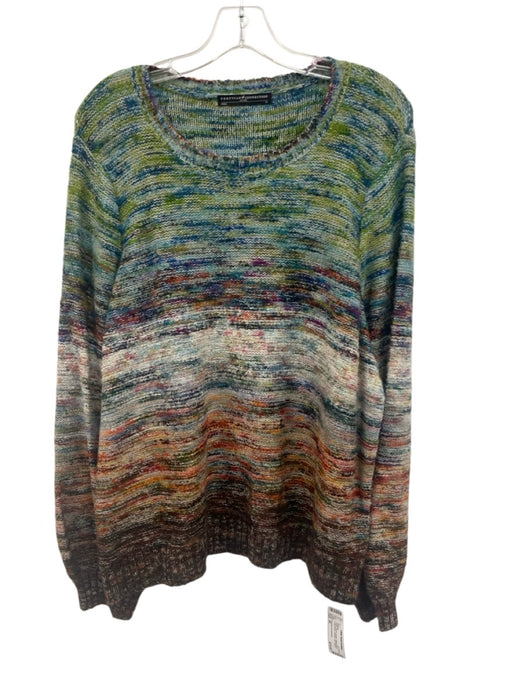 Peruvian Connection Size XL Green, Brown, Purple Alpaca Blend Striation Sweater Green, Brown, Purple / XL