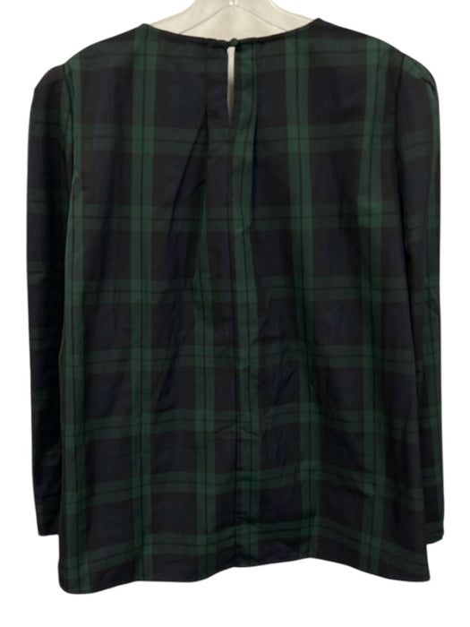 Pomander Place Size XXXL Navy & Green Polyester Long Sleeve Plaid Top Navy & Green / XXXL