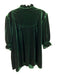 Pomander Place Size XXXL Green Polyester Blend Short Sleeve Velvet Ruffles Top Green / XXXL