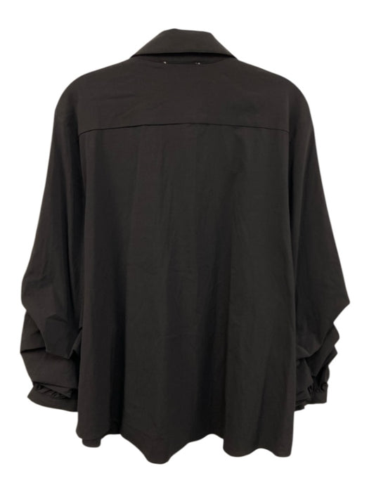 Pomander Place Size XXXL Black Polyester Blend Long Sleeve Ruched Collar Top Black / XXXL