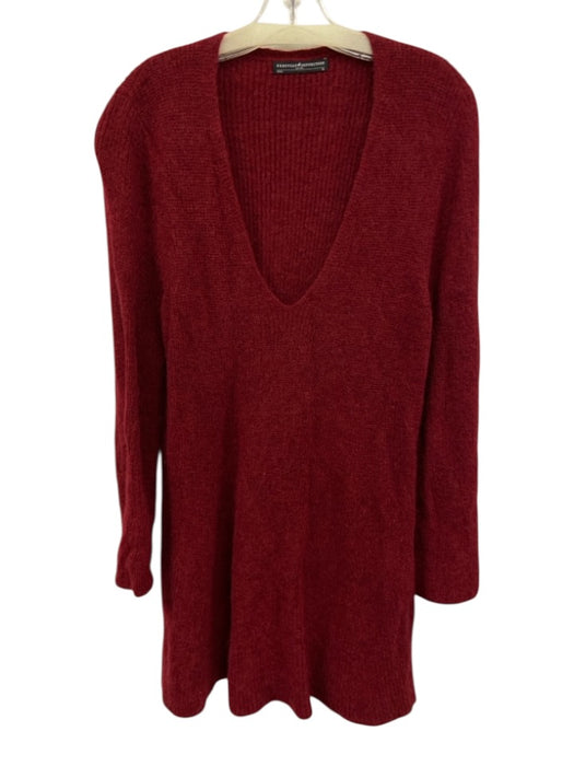 Peruvian Connection Size XL Red Alpaca Long Sleeve V Neck Ribbed Sweater Red / XL