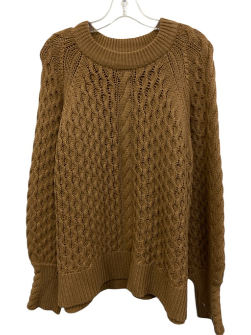 Tuckernuck Size XXL Tan Brown Wool Blend Long Sleeve Cable Knit Ribbed Sweater Tan Brown / XXL