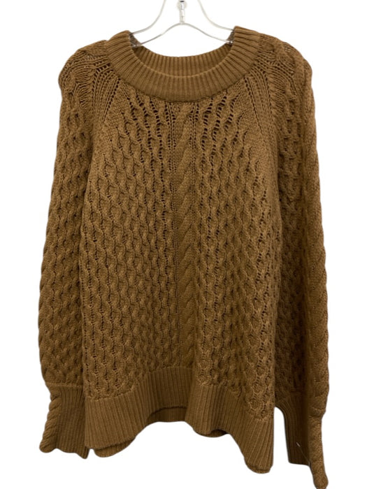 Tuckernuck Size XXL Tan Brown Wool Blend Long Sleeve Cable Knit Ribbed Sweater Tan Brown / XXL