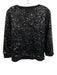 Lafayette 148 Size XL Black Long Sleeve Sequin Button Front Cardigan Black / XL