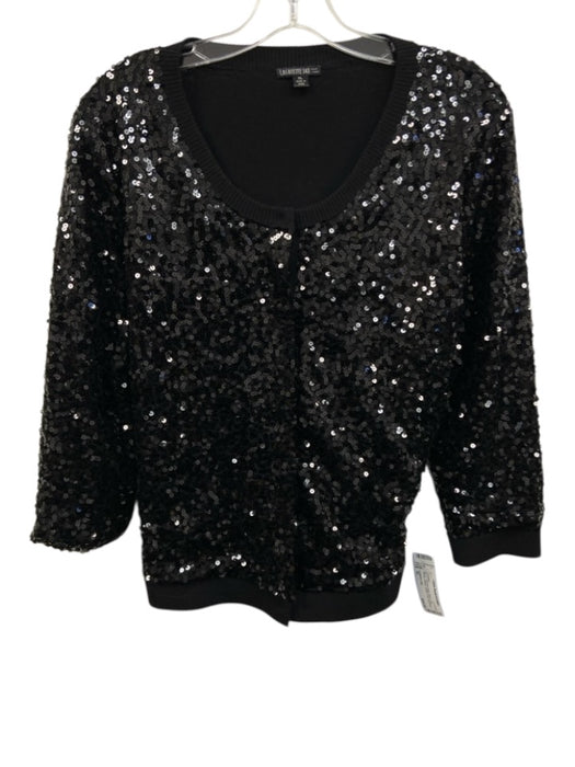 Lafayette 148 Size XL Black Long Sleeve Sequin Button Front Cardigan Black / XL