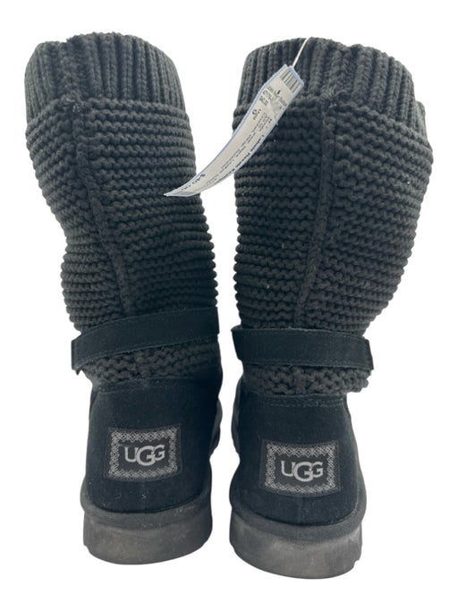 Ugg Shoe Size 9 Black Leather Suede Crochet Wrap Boots Black / 9