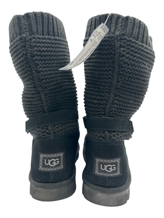 Ugg Shoe Size 9 Black Leather Suede Crochet Wrap Boots Black / 9