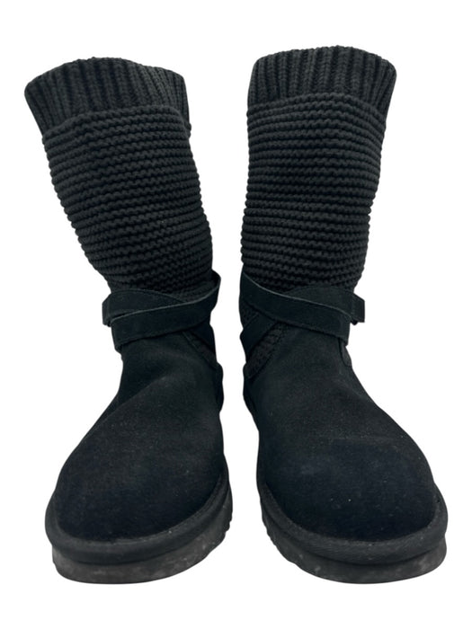 Ugg Shoe Size 9 Black Leather Suede Crochet Wrap Boots Black / 9