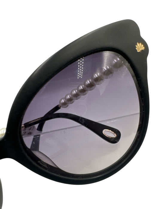 Lele Sadoughi Black & White Plastic Faux Pearl Cat Eye Gold Hardware Sunglasses Black & White