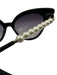 Lele Sadoughi Black & White Plastic Faux Pearl Cat Eye Gold Hardware Sunglasses Black & White