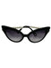 Lele Sadoughi Black & White Plastic Faux Pearl Cat Eye Gold Hardware Sunglasses Black & White