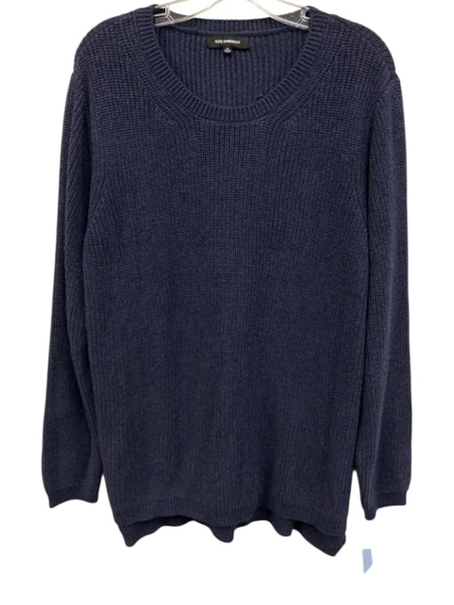 525 America Size XL Navy Blue Cotton Ribbed Knit Round Neck Sweater Navy Blue / XL