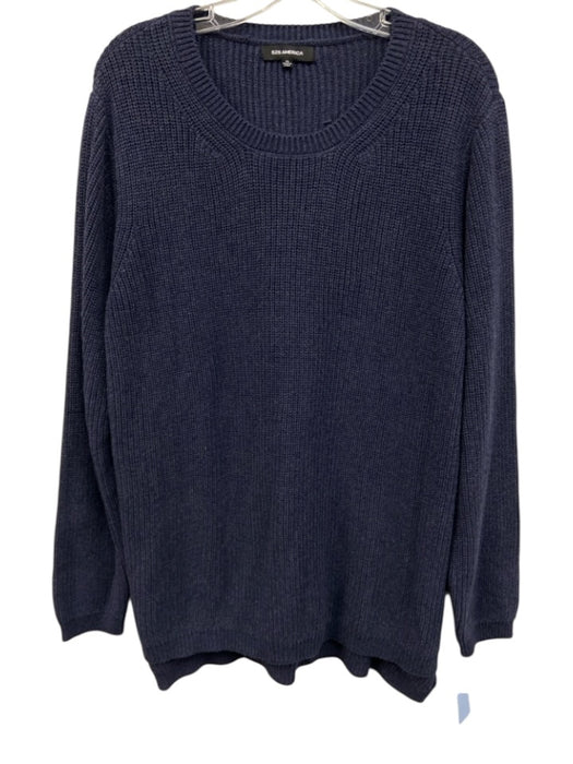 525 America Size XL Navy Blue Cotton Ribbed Knit Round Neck Sweater Navy Blue / XL