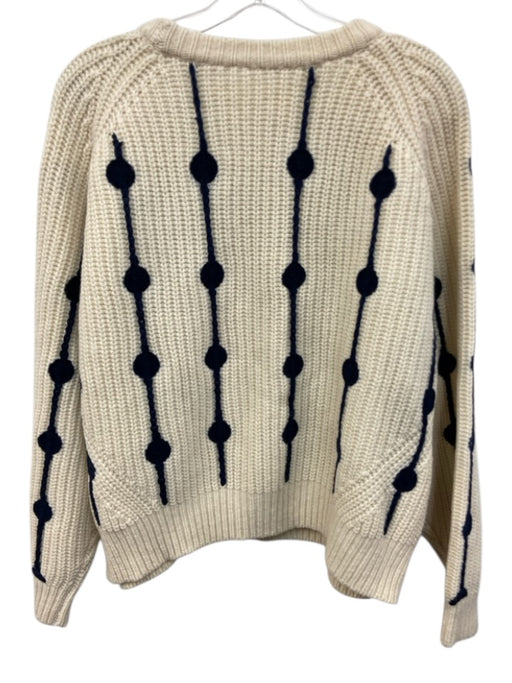 Tory Sport Size XL Cream & Navy Blue Merino Wool Chunky Knit Stripe Sweater Cream & Navy Blue / XL