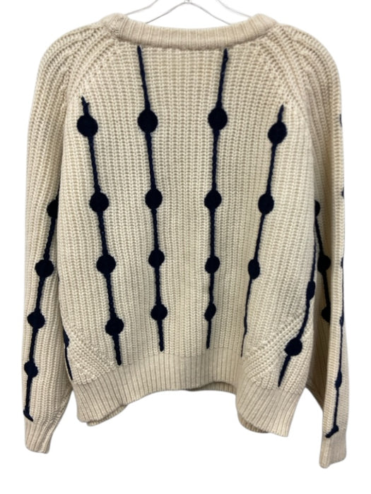 Tory Sport Size XL Cream & Navy Blue Merino Wool Chunky Knit Stripe Sweater Cream & Navy Blue / XL