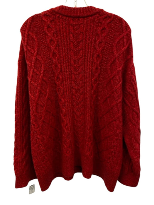 Vince Size XL Red Wool Blend Cable Knit Marled Ribbed Trim V Neck Sweater Red / XL