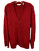 Vince Size XL Red Wool Blend Cable Knit Marled Ribbed Trim V Neck Sweater Red / XL