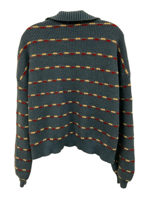 Tuckernuck Size XXL Blue, Red, Beige Polyester Knit Stripe Collar Sweater Blue, Red, Beige / XXL