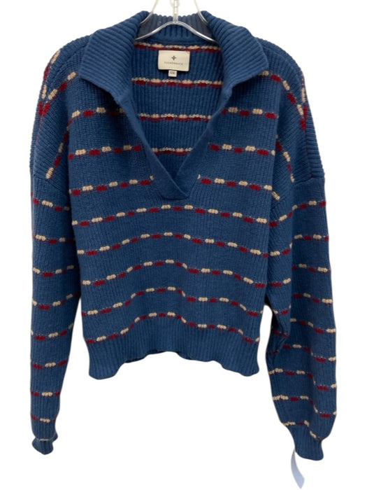 Tuckernuck Size XXL Blue, Red, Beige Polyester Knit Stripe Collar Sweater Blue, Red, Beige / XXL