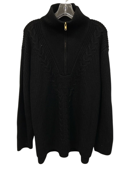 Tuckernuck Size XXL Black Wool Cable Knit Mock Neck Quarter Zip Sweater Black / XXL