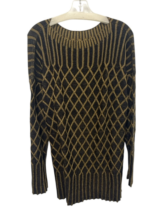Peruvian Connection Size XL Black & Green Pima Cotton Diamond split hem Sweater Black & Green / XL
