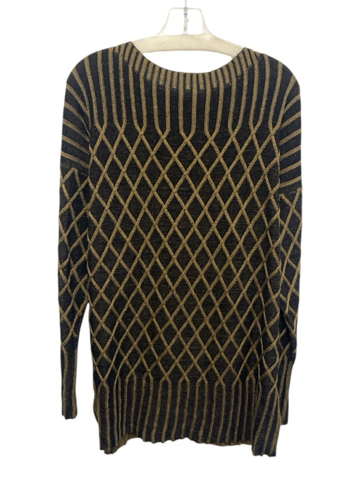 Peruvian Connection Size XL Black & Green Pima Cotton Diamond split hem Sweater Black & Green / XL