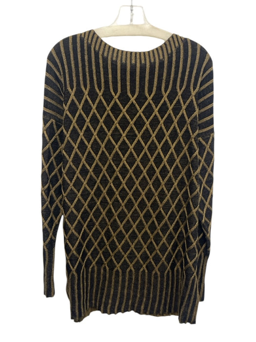 Peruvian Connection Size XL Black & Green Pima Cotton Diamond split hem Sweater Black & Green / XL