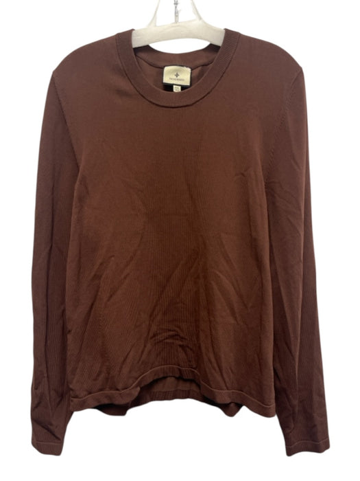 Tuckernuck Size XXL Brown Rayon Blend Round Neck Ribbed Collar Sweater Brown / XXL