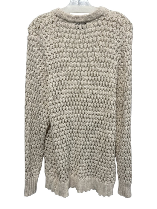 Tuckernuck Size XXL Cream & Silver Cotton Blend Metallic Thread V Neck Cardigan Cream & Silver / XXL