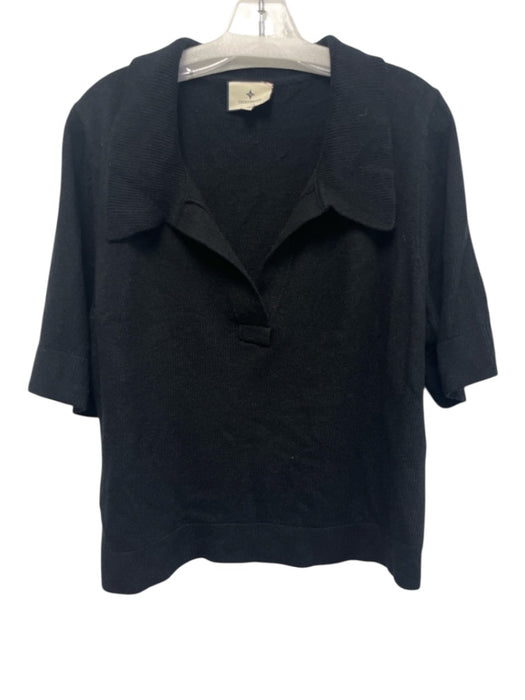 Tuckernuck Size XXL Black Polyester & Wool Blend Ribbed Trim Collar Sweater Black / XXL