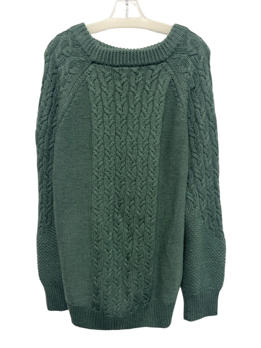 Tuckernuck Size XXL Green Wool Cable Knit Ribbed Trim Sweater Green / XXL