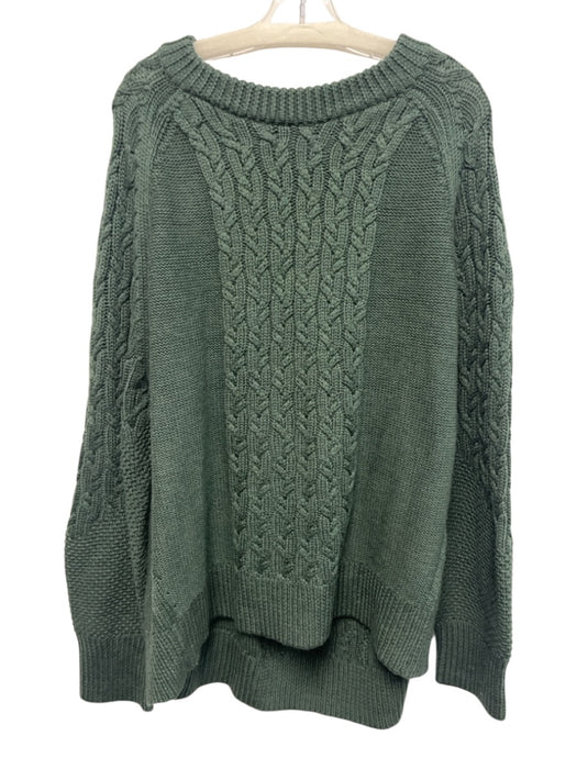 Tuckernuck Size XXL Green Wool Cable Knit Ribbed Trim Sweater Green / XXL
