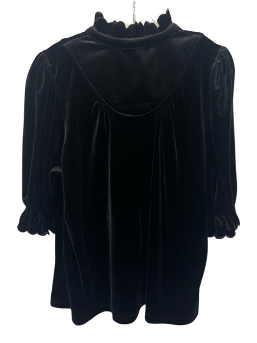 Pomander Place Size XXL Black Polyester Blend Velvet Quarter Button Top Black / XXL