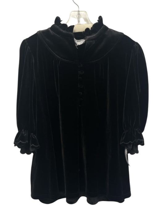 Pomander Place Size XXL Black Polyester Blend Velvet Quarter Button Top Black / XXL