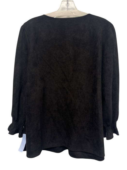 Tuckernuck Size XXL Black Polyester Blend Faux Suede V Neck Top Black / XXL