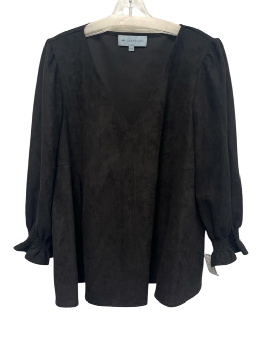 Tuckernuck Size XXL Black Polyester Blend Faux Suede V Neck Top Black / XXL