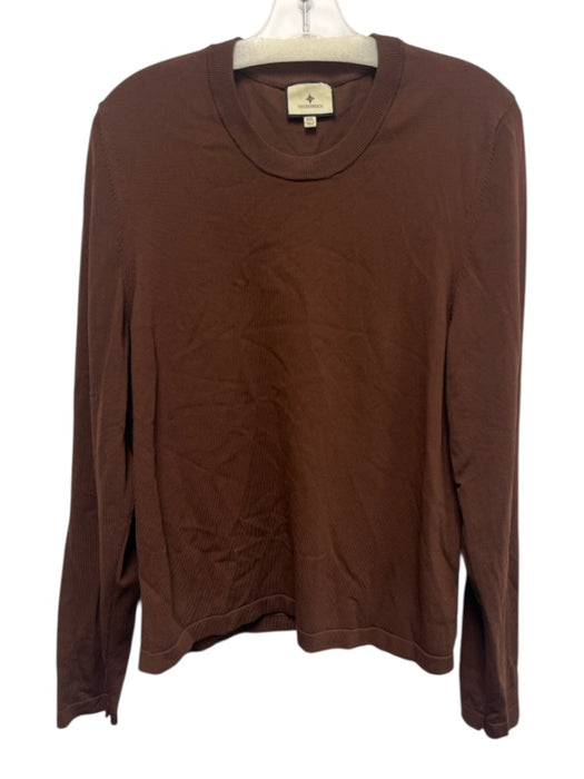 Tuckernuck Size XXL Brown Rayon Blend Round Neck Ribbed Collar Sweater Brown / XXL