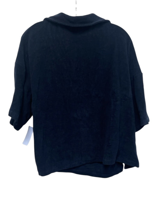 Tuckernuck Size XXL Navy Blue Cotton Terry Cloth Collar V Neck Short Sleeve Top Navy Blue / XXL
