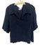 Tuckernuck Size XXL Navy Blue Cotton Terry Cloth Collar V Neck Short Sleeve Top Navy Blue / XXL