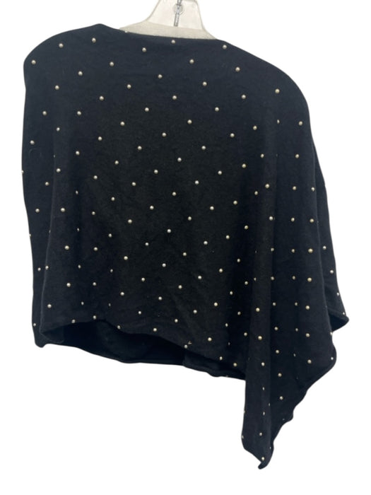 In Cashmere Size One Size Black Wool & Cashmere Faux Pearl Poncho Sweater Black / One Size