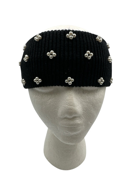 Lele Sadoughi Black Viscose Blend Knit Faux Pearl Headband Black
