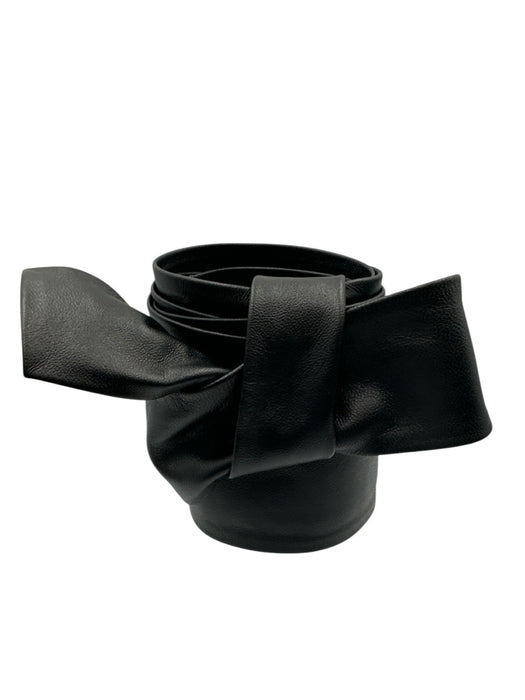 Black Leather Wrap Obi Belts Black / One Size