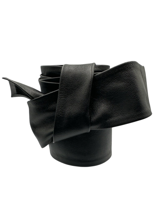 Black Leather Wrap Obi Belts Black / One Size