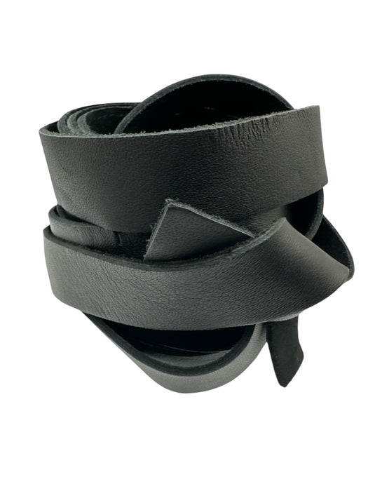 Black Leather Wrap Obi Belts Black / One Size