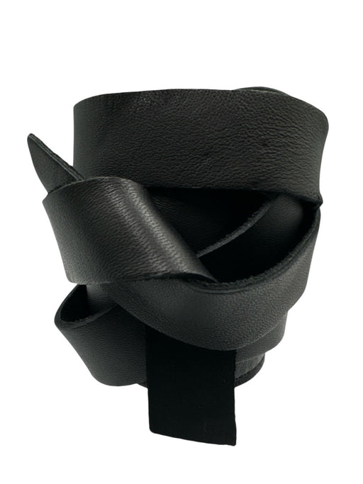 Black Leather Wrap Obi Belts Black / One Size