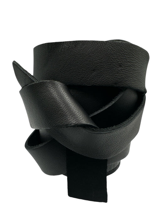 Black Leather Wrap Obi Belts Black / One Size