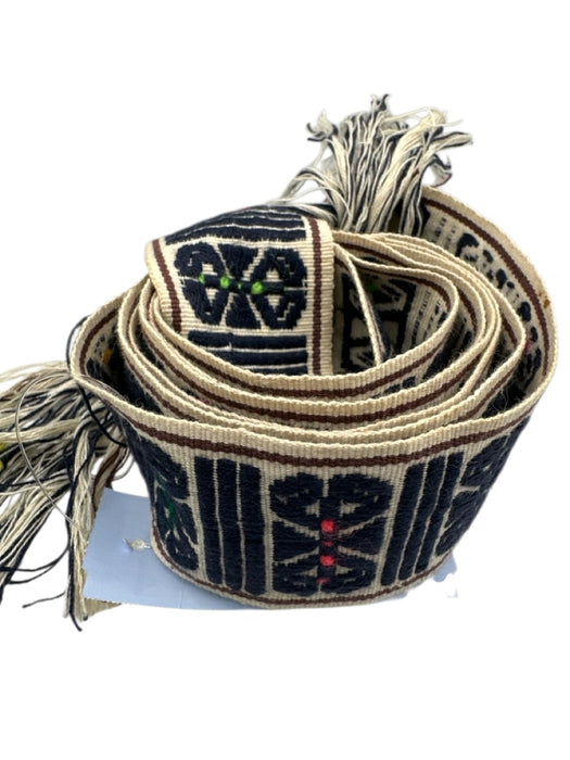 beige. navy blue, mutli Textile Embroidered Geometric Wrap Belts beige. navy blue, mutli / One Size