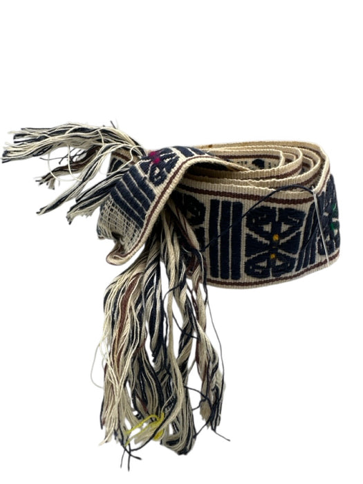 beige. navy blue, mutli Textile Embroidered Geometric Wrap Belts beige. navy blue, mutli / One Size