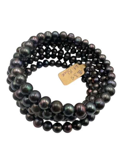 Deep Purple Pearls Wire Spiral Stretch Cuff Bracelet Deep Purple