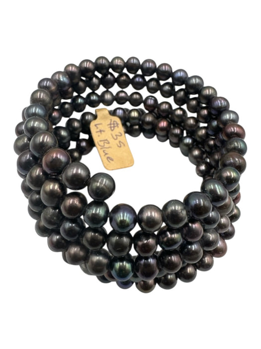 Deep Purple Pearls Wire Spiral Stretch Cuff Bracelet Deep Purple